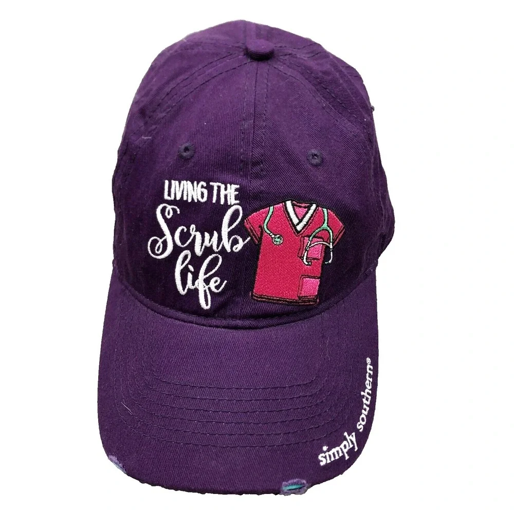 Simply Southern Hat Cap Strap Back‎ Purple Twill Scrub Life Nurse Ladies Womens